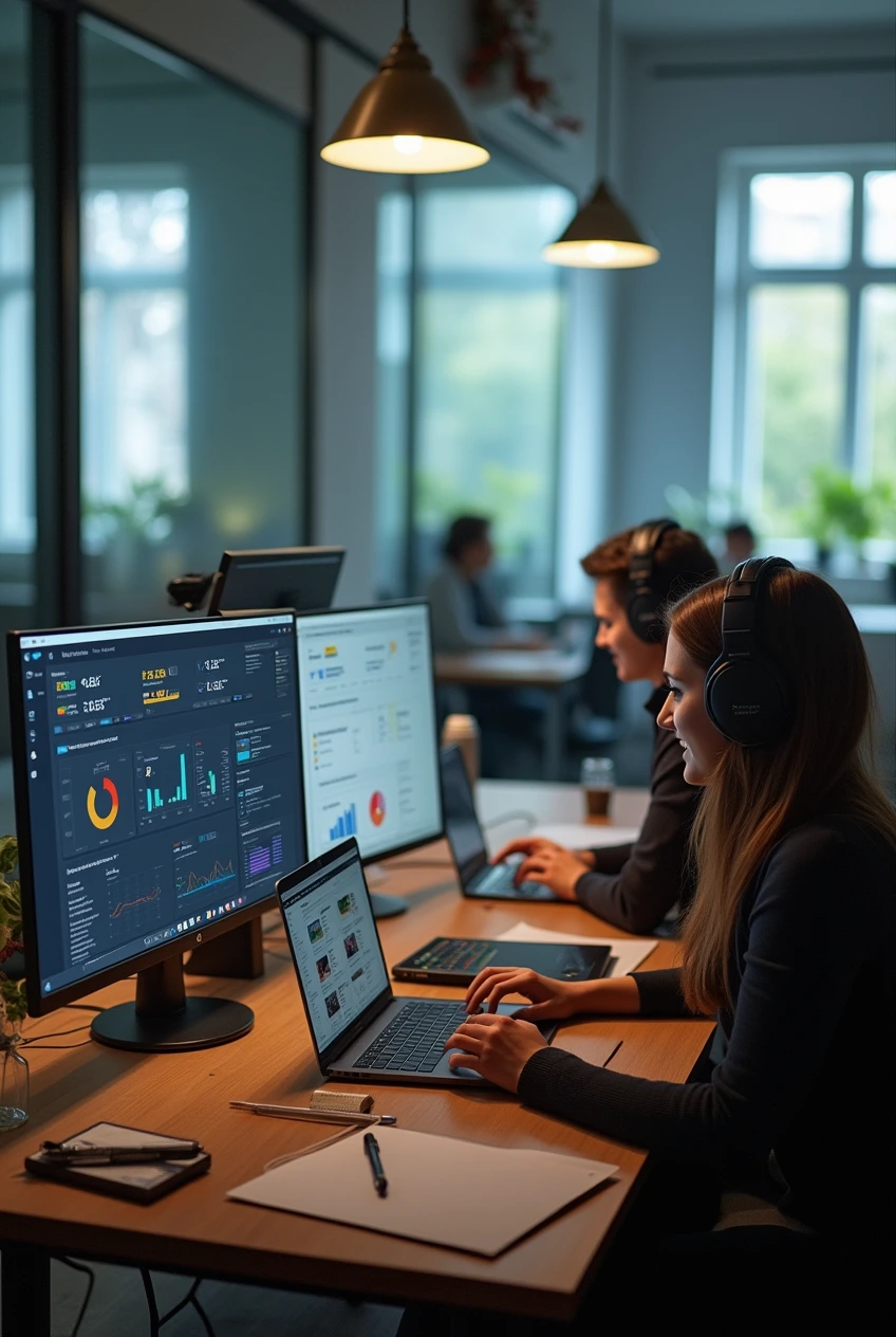 Equipe trabalhando em soluções digitais